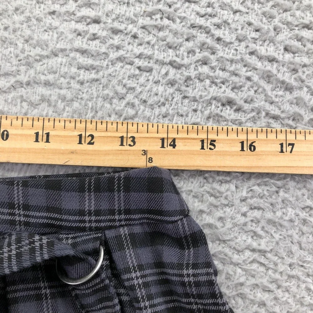 Hot Topic Skirt Womens Medium Gray Plaid Pleated Strap Detail Short Mini